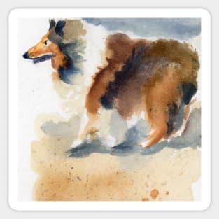 Collie Watercolor Painting - Dog Lover Gifts Sticker